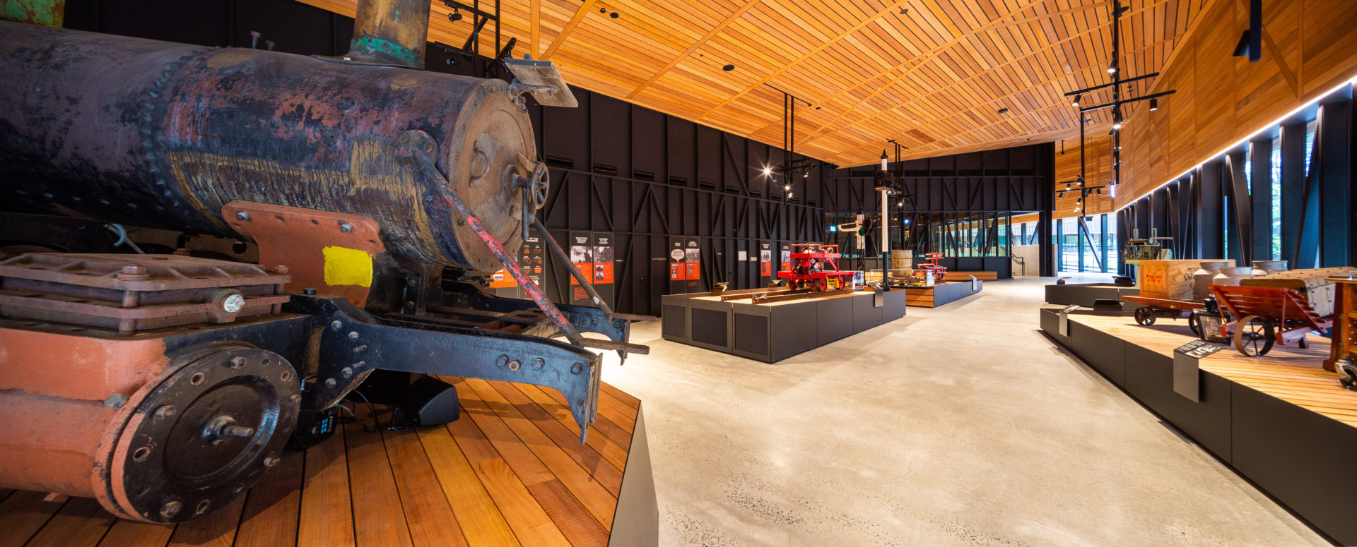 Lakeside Hall -  home to a collection of expertly curated steam artifact displays, including a replica of Puffing Billy Railway’s first ever locomotive, 3A.