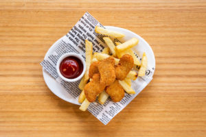 Puffing Billy's Kids' Chicken Nuggets and Chips, served at the Lakeside Visitor Centre's Railway Cafe.