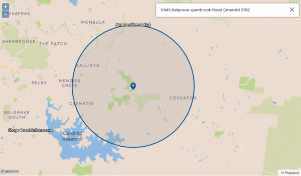 5 Km Radius Map Bam Bam - Puffing Billy