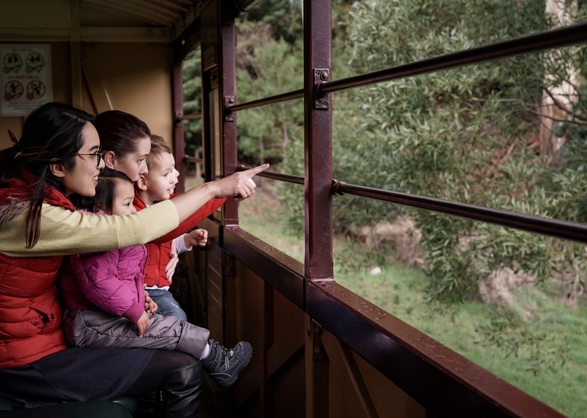 Puffing Billy Railway - family onboard carriage