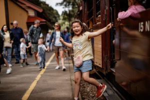 Puffing Billy Young girl disembarking carriage