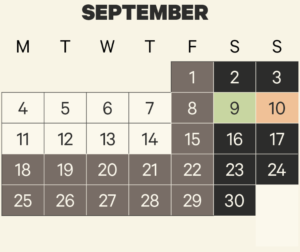 Puffing Billy timetable calendar September 2023
