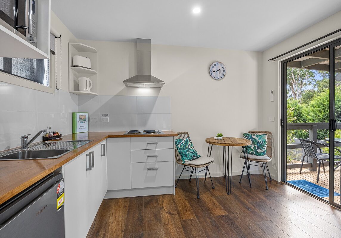 Internal view of a cabin at the Lilydale Pine Hill Caravan park