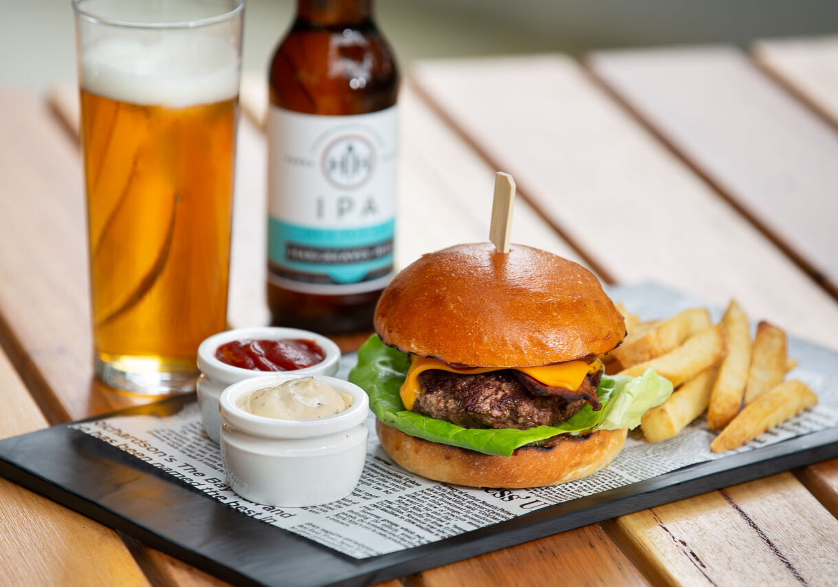 Puffing Billy's Classic Beef Burger, served at the Lakeside Visitor Centre's Railway Cafe.