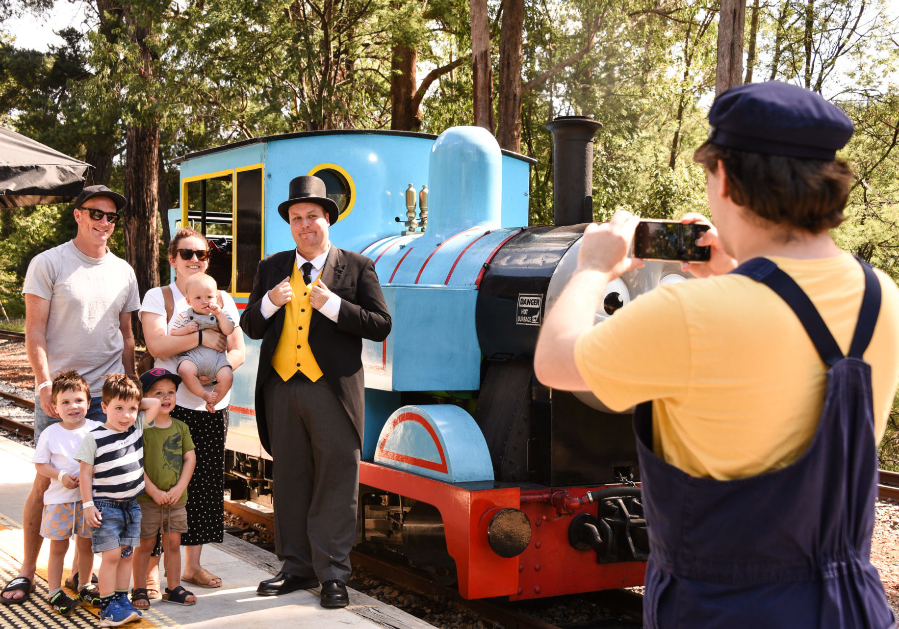 Photo opportunities with Thomas and Sir Topham Hatt outside Puffing Billy's Visitor Centre